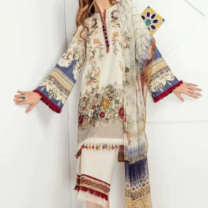 3 Piece Unstitched Embroidered Lawn Suit