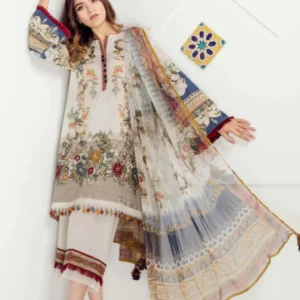 3 Piece Unstitched Embroidered Lawn Suit