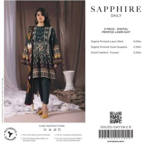 Sapphire Lawn 3pc | New Design for Summer 2024