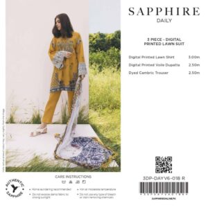 Sapphire Lawn 3pc | New Design for Summer 2024