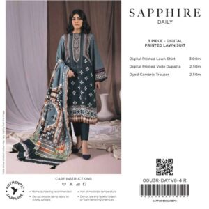 Sapphire Lawn 3pc | New Design for Summer 2024