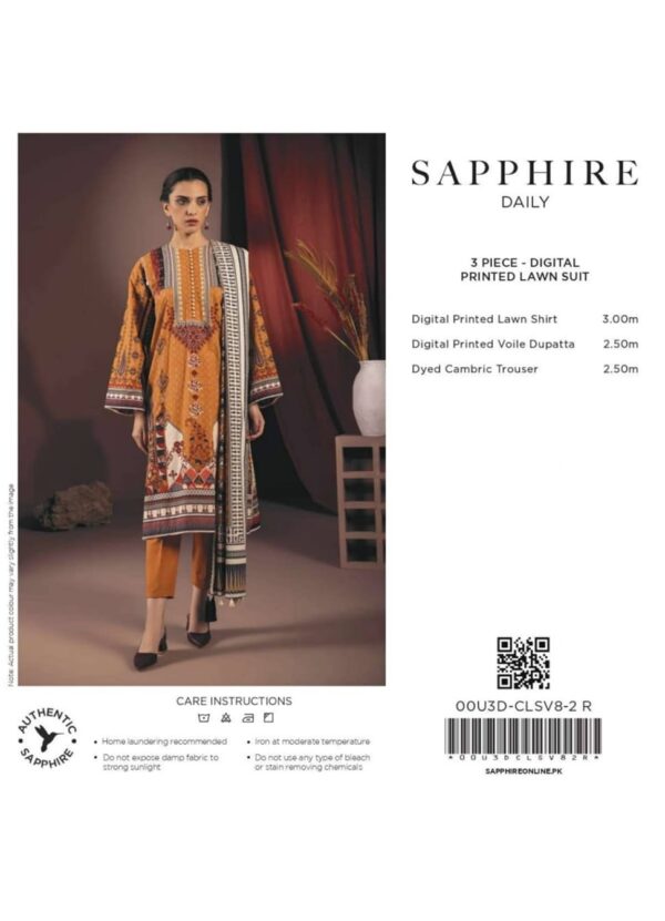 Sapphire Lawn 3pc | New Design for Summer 2024