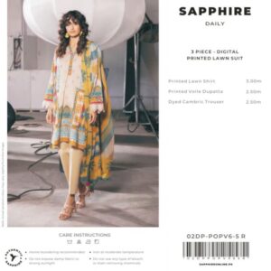 Sapphire Lawn 3pc | New Design for Summer 2024