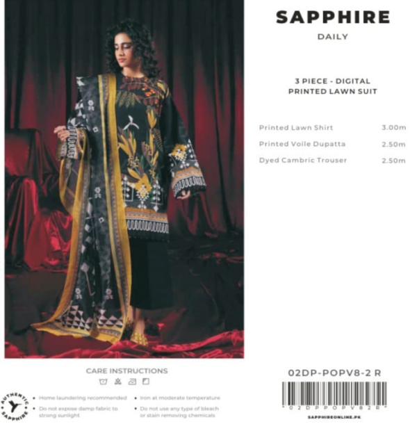 Sapphire Lawn 3pc | New Design for Summer 2024